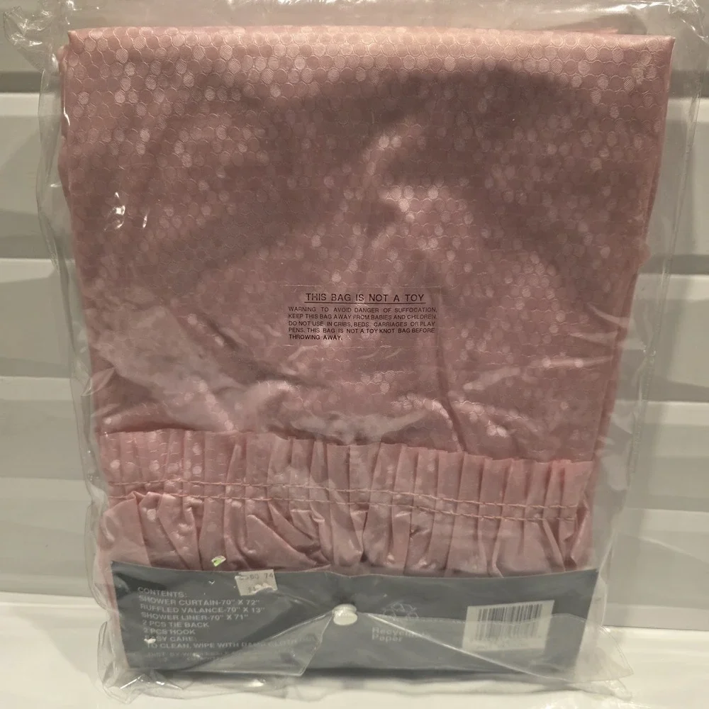 Deluxe Vinyl Swag Curtains Shower Curtains, Vinyl Liner & Tiebacks PINK Cottage